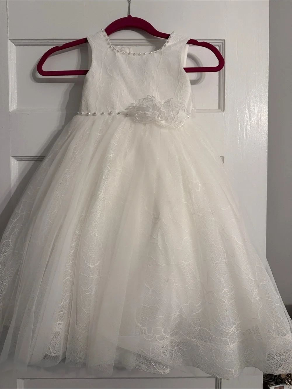 Princess Dalianna White Flower-Appliqué Tulle Girls' Dress - Picture 1 of 4
